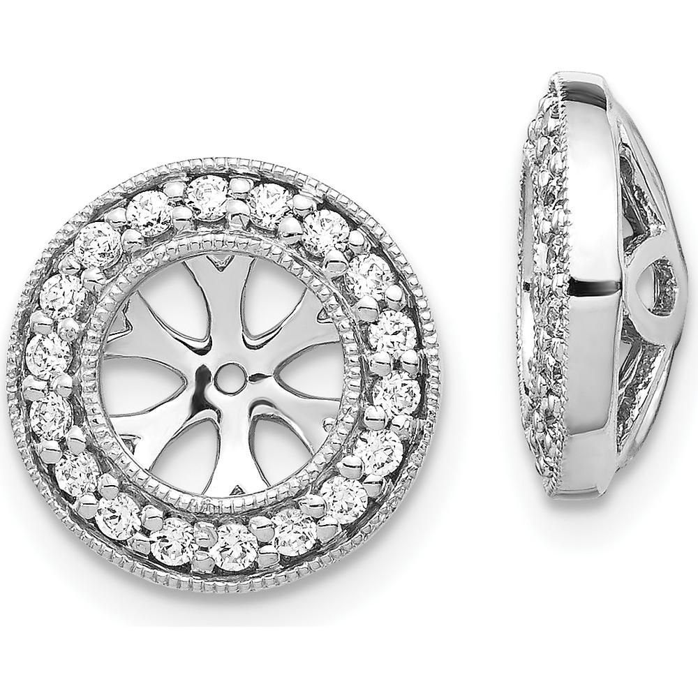 10K White Gold Diamond Earring Jackets with 1/3 Carats Total Diamond Weight in Cluster Design by Oro Pregiato