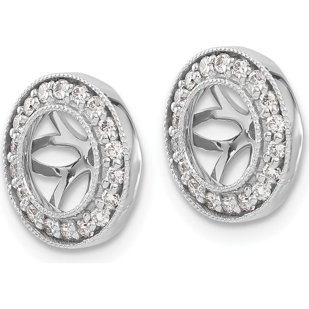 10K White Gold Diamond Earring Jackets with 1/3 Carats Total Diamond Weight in Cluster Design by Oro Pregiato