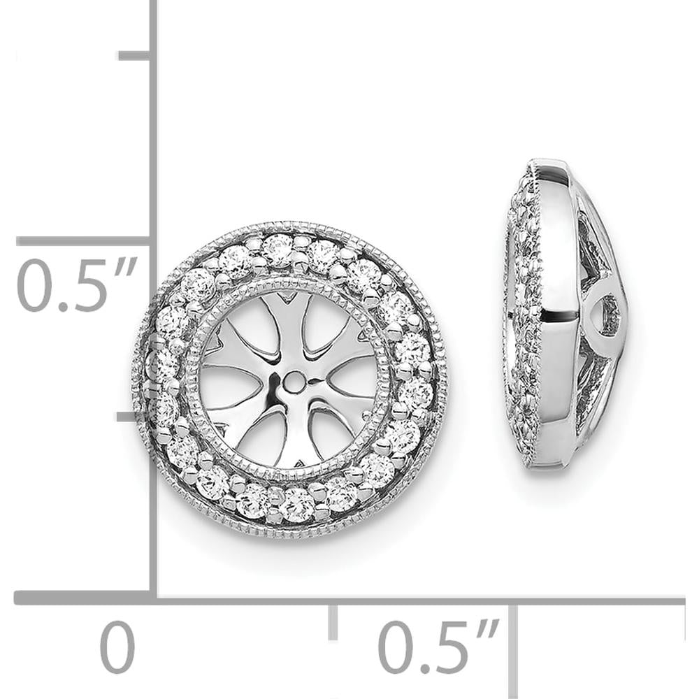 10K White Gold Diamond Earring Jackets with 1/3 Carats Total Diamond Weight in Cluster Design by Oro Pregiato