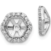 10K White Gold Diamond Earring Jackets with Rhodium Plating and Cluster Diamond Halo - 0.50 Carats Total Diamond Weight by Oro Pregiato