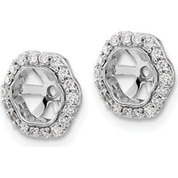 10K White Gold Diamond Earring Jackets with Rhodium Plating and Cluster Diamond Halo - 0.50 Carats Total Diamond Weight by Oro Pregiato