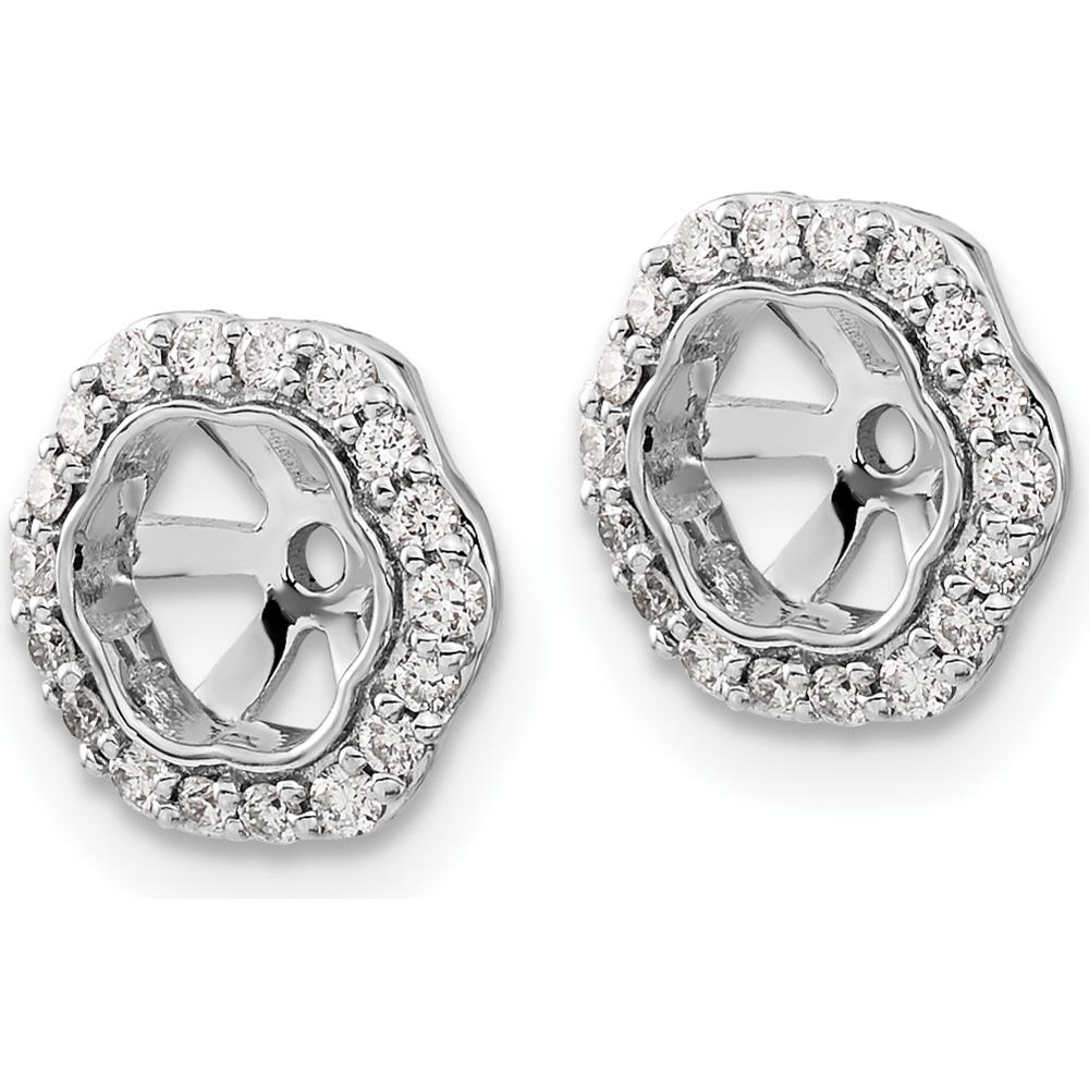10K White Gold Diamond Earring Jackets with Rhodium Plating and Cluster Diamond Halo - 0.50 Carats Total Diamond Weight by Oro Pregiato
