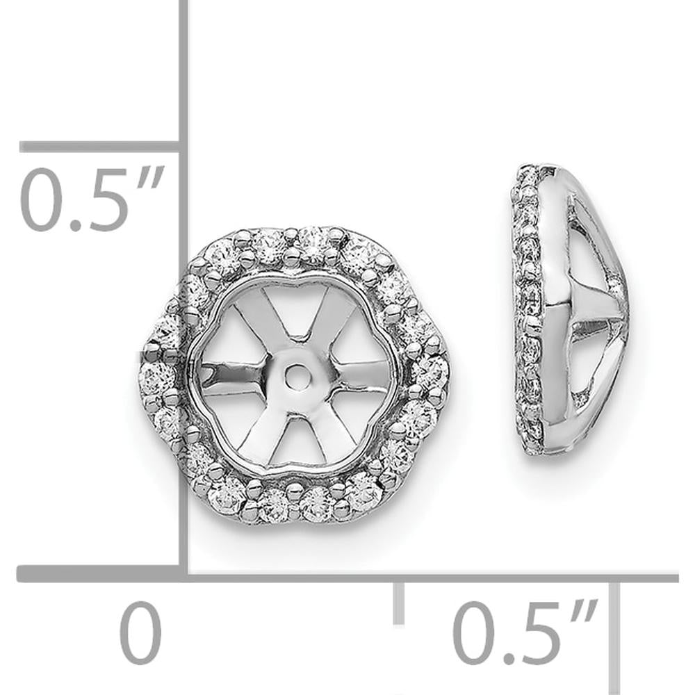 10K White Gold Diamond Earring Jackets with Rhodium Plating and Cluster Diamond Halo - 0.50 Carats Total Diamond Weight by Oro Pregiato