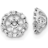 10K White Gold Diamond Earring Jackets with Round and Baguette Diamonds - 1.0 Carat Total Diamond Weight by Oro Pregiato