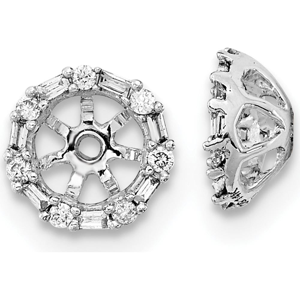10K White Gold Diamond Earring Jackets with Round and Baguette Diamonds - 1.0 Carat Total Diamond Weight by Oro Pregiato