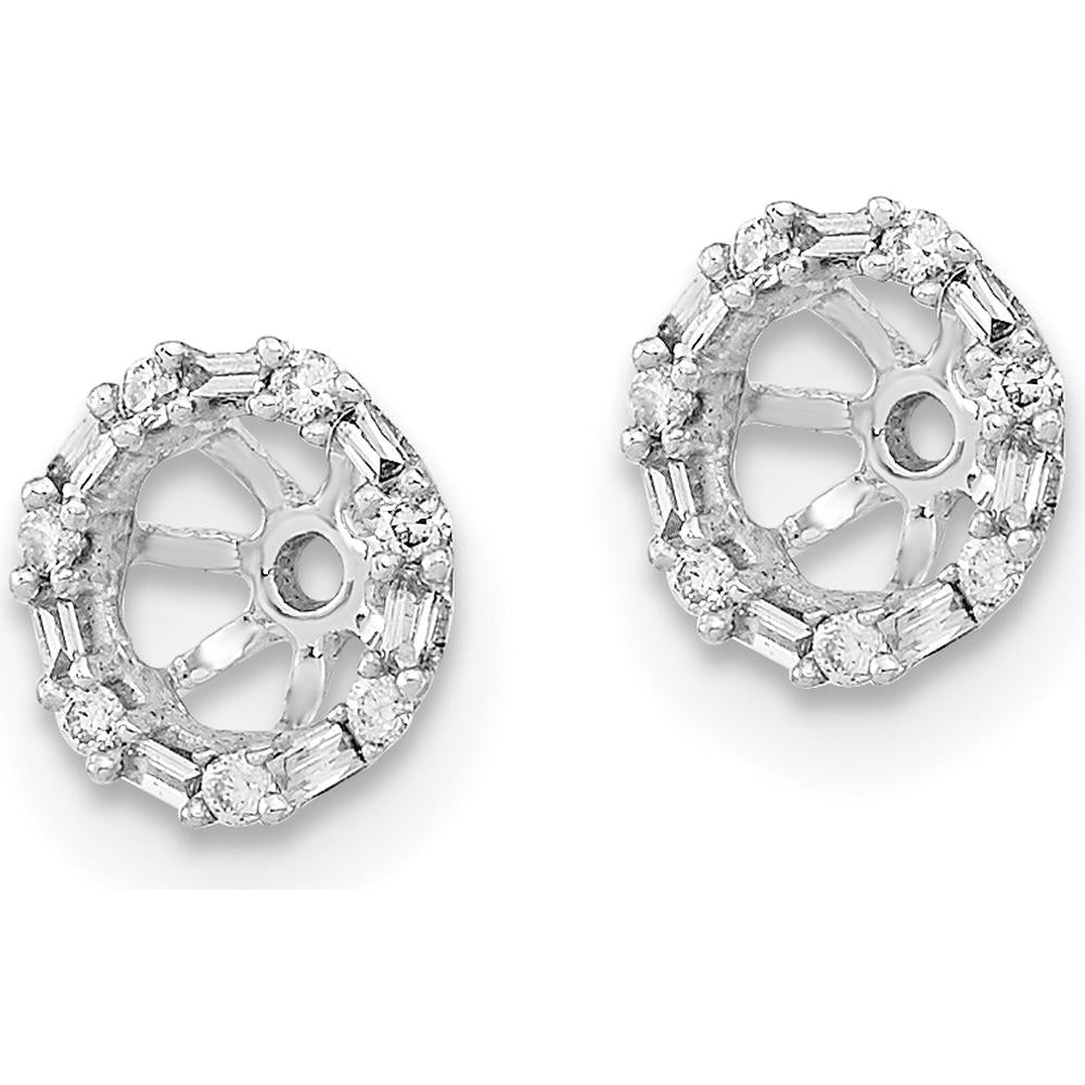10K White Gold Diamond Earring Jackets with Round and Baguette Diamonds - 1.0 Carat Total Diamond Weight by Oro Pregiato
