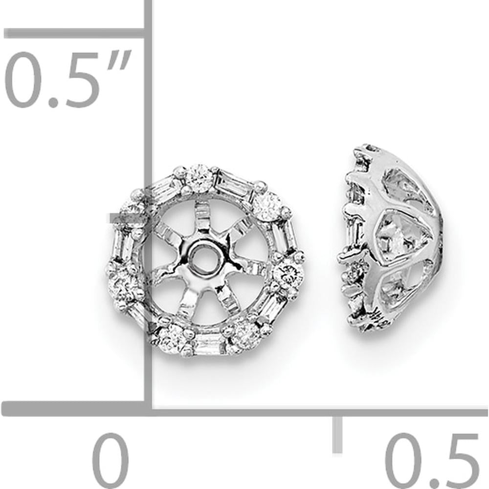 10K White Gold Diamond Earring Jackets with Round and Baguette Diamonds - 1.0 Carat Total Diamond Weight by Oro Pregiato