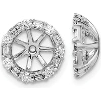 10K White Gold Diamond Earring Jackets with Round and Baguette Diamonds - 1.00 Carat Total Diamond Weight by Oro Pregiato