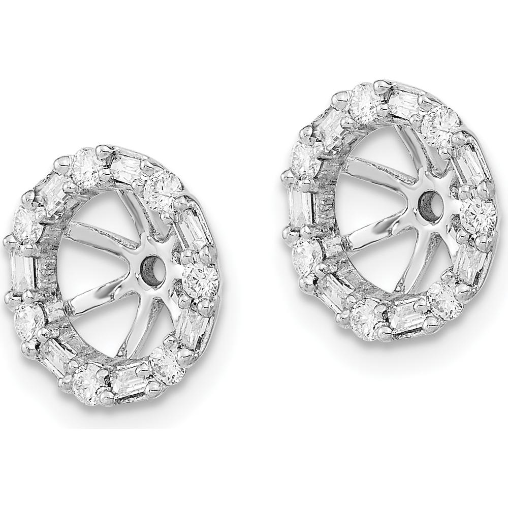 10K White Gold Diamond Earring Jackets with Round and Baguette Diamonds - 1.00 Carat Total Diamond Weight by Oro Pregiato