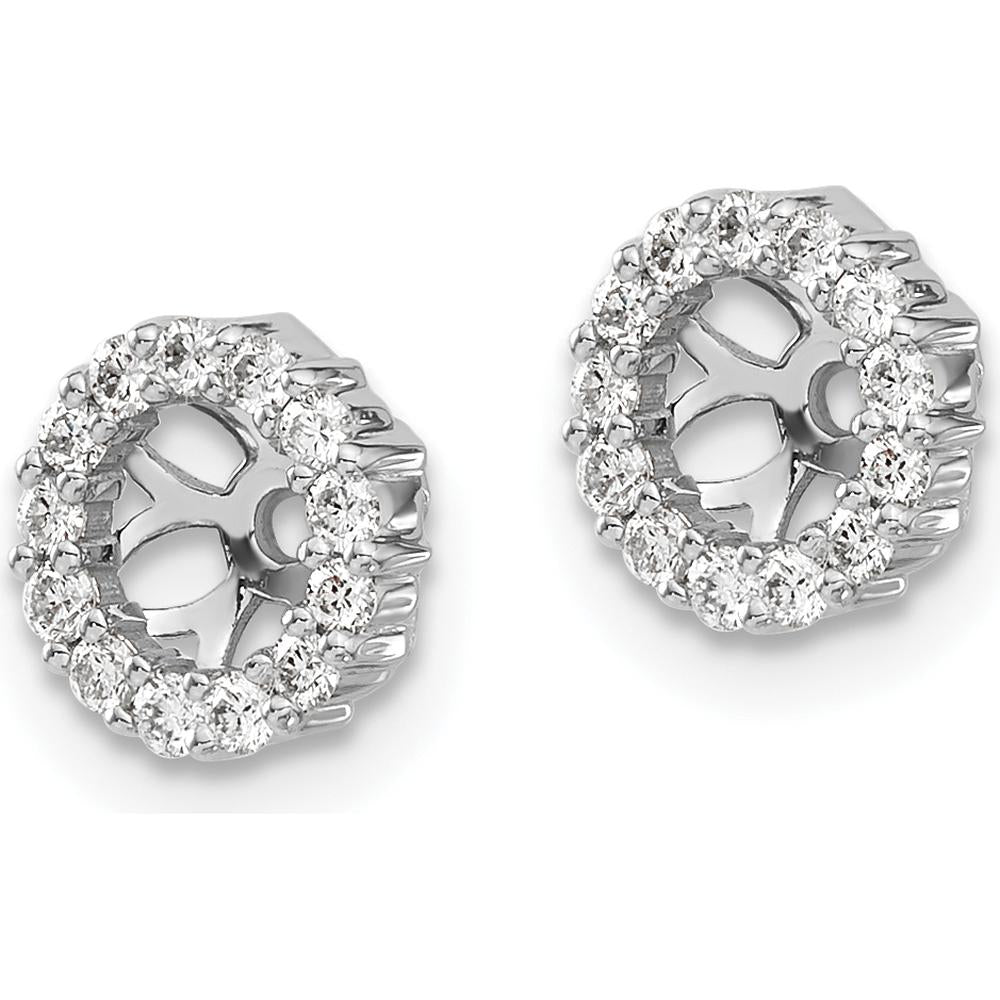 10K White Gold Diamond Earring Jackets with Round Diamond Cluster - 1.00 Carats Total Diamond Weight by Oro Pregiato