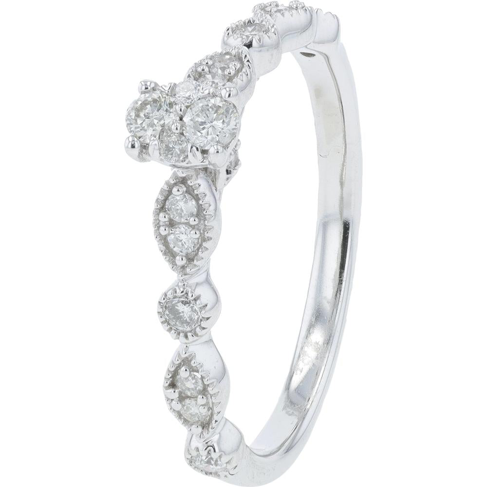 10K White Gold Diamond Engagement Ring with Round Diamonds - 0.38 Carat Total Diamond Weight