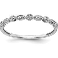 10K White Gold Diamond Fancy Band with Milgrain Detail - 0.025 Carat Total Diamond Weight by 0