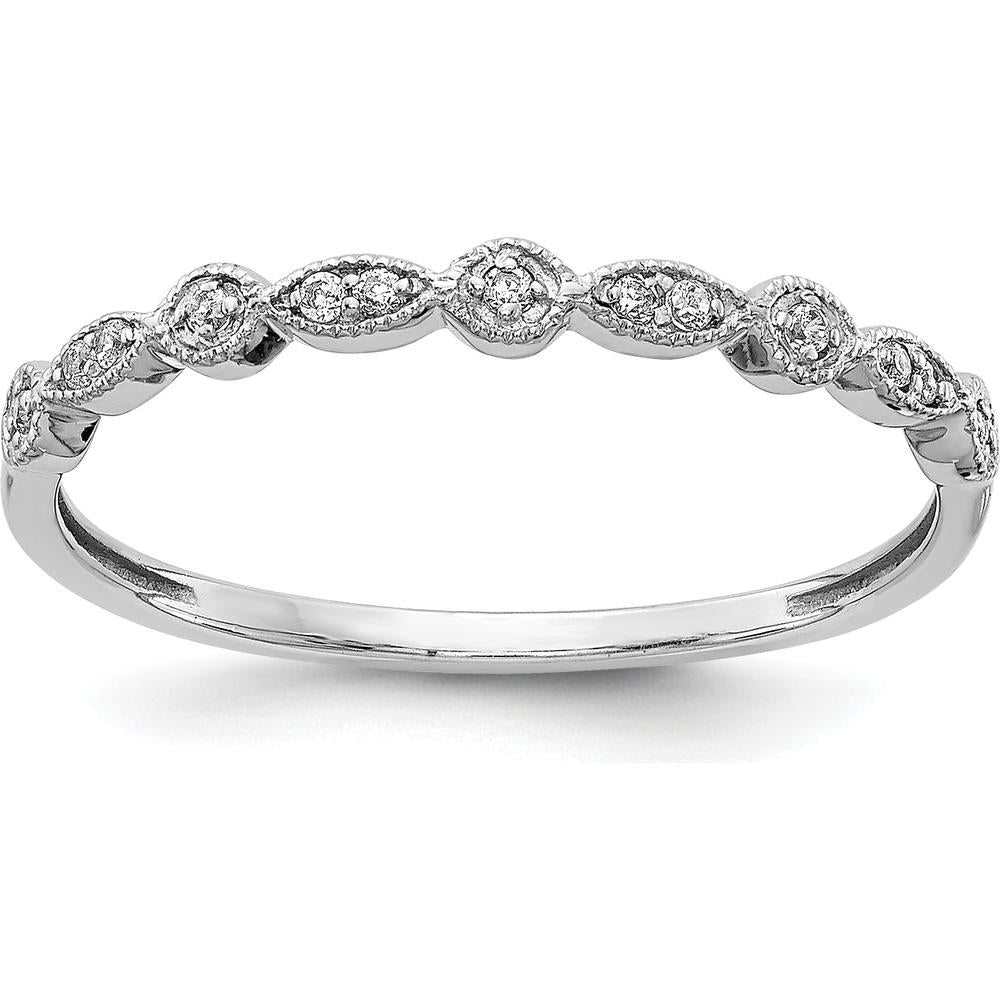 10K White Gold Diamond Fancy Band with Milgrain Detail - 0.025 Carat Total Diamond Weight by 0