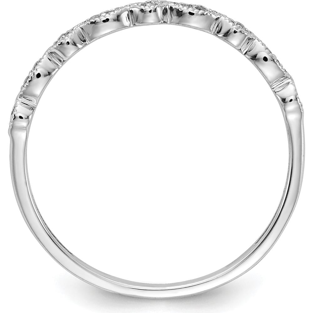 10K White Gold Diamond Fancy Band with Milgrain Detail - 0.025 Carat Total Diamond Weight by 0