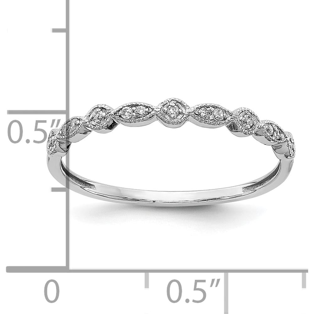 10K White Gold Diamond Fancy Band with Milgrain Detail - 0.025 Carat Total Diamond Weight by 0