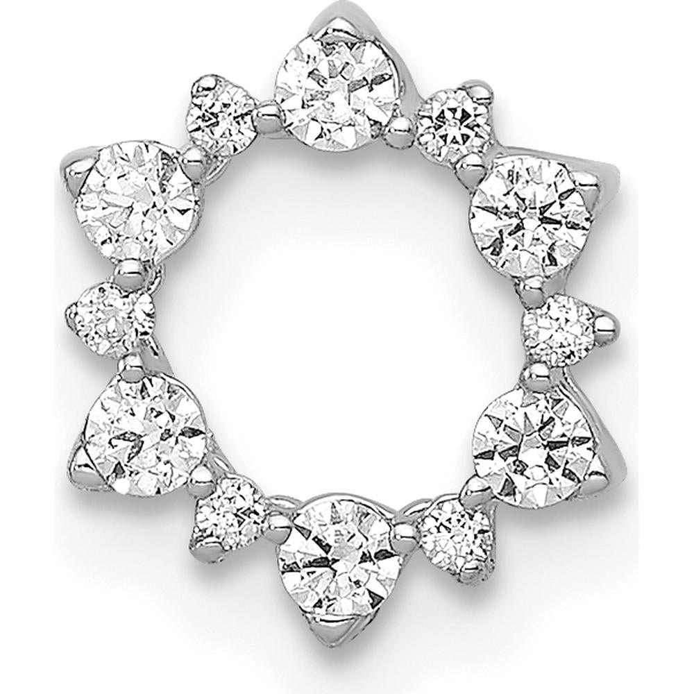 10K White Gold Diamond Fancy Circle Chain Slide Pendant with Round Diamonds by Oro Pregiato