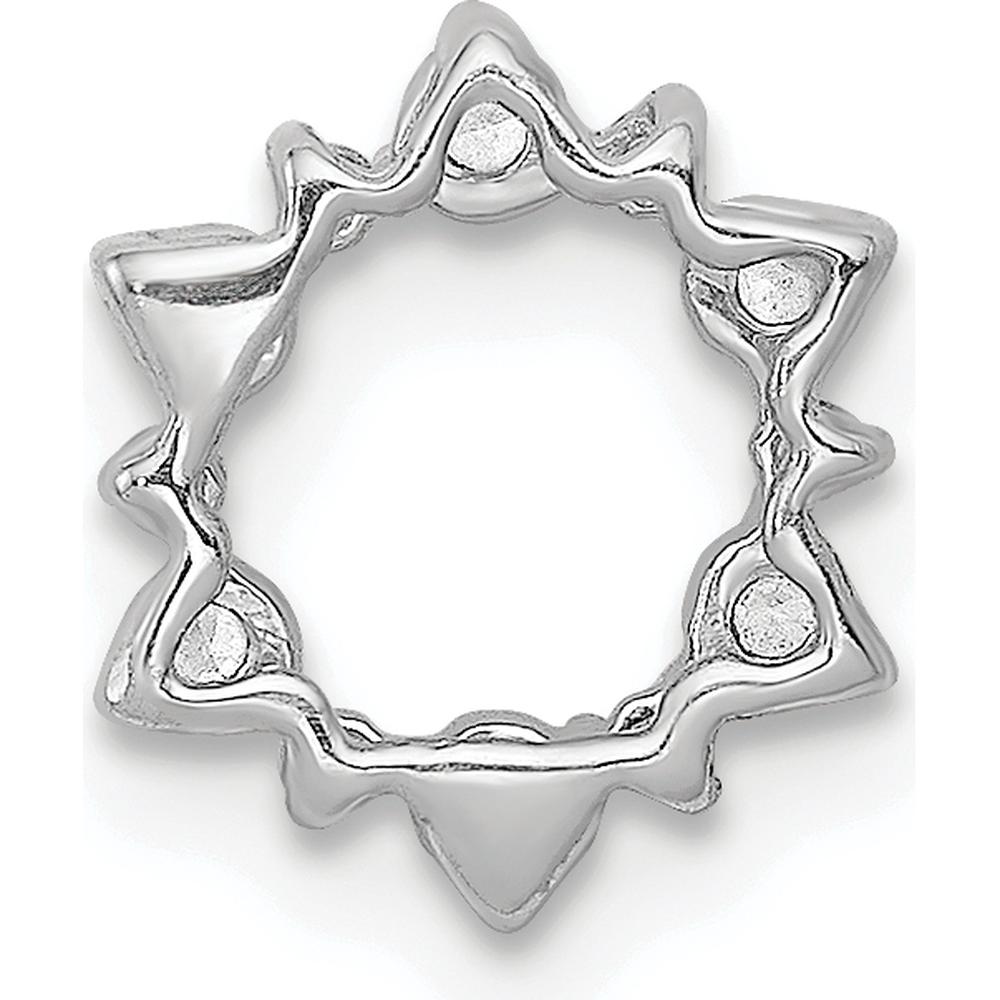 10K White Gold Diamond Fancy Circle Chain Slide Pendant with Round Diamonds by Oro Pregiato
