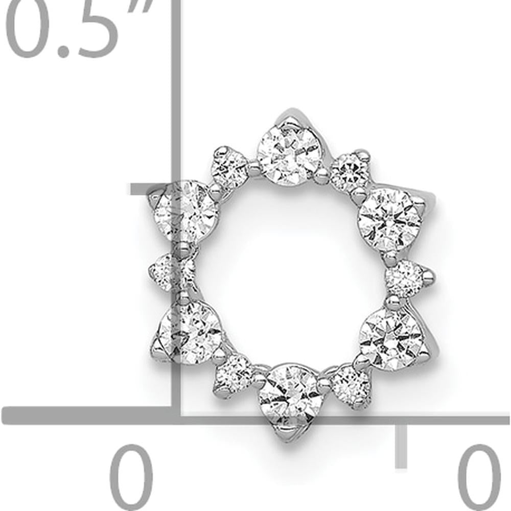 10K White Gold Diamond Fancy Circle Chain Slide Pendant with Round Diamonds by Oro Pregiato
