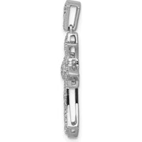 10K White Gold Diamond Fleur de Lis Cross Pendant - 1/6 Carat Total Diamond Weight by Oro Pregiato