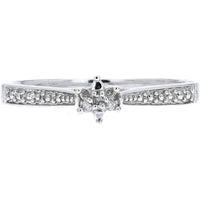 10K White Gold Diamond Floral Cluster Ring with 0.02 Carats Total Diamond Weight