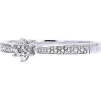 10K White Gold Diamond Floral Cluster Ring with 0.02 Carats Total Diamond Weight