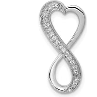 10K White Gold Diamond Freeform Heart Infinity Slide Pendant with Rhodium Finish by Oro Pregiato