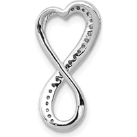 10K White Gold Diamond Freeform Heart Infinity Slide Pendant with Rhodium Finish by Oro Pregiato