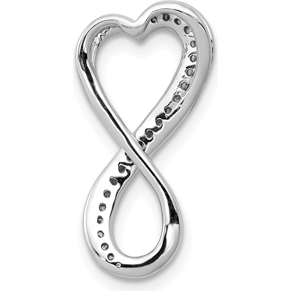 10K White Gold Diamond Freeform Heart Infinity Slide Pendant with Rhodium Finish by Oro Pregiato