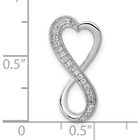 10K White Gold Diamond Freeform Heart Infinity Slide Pendant with Rhodium Finish by Oro Pregiato