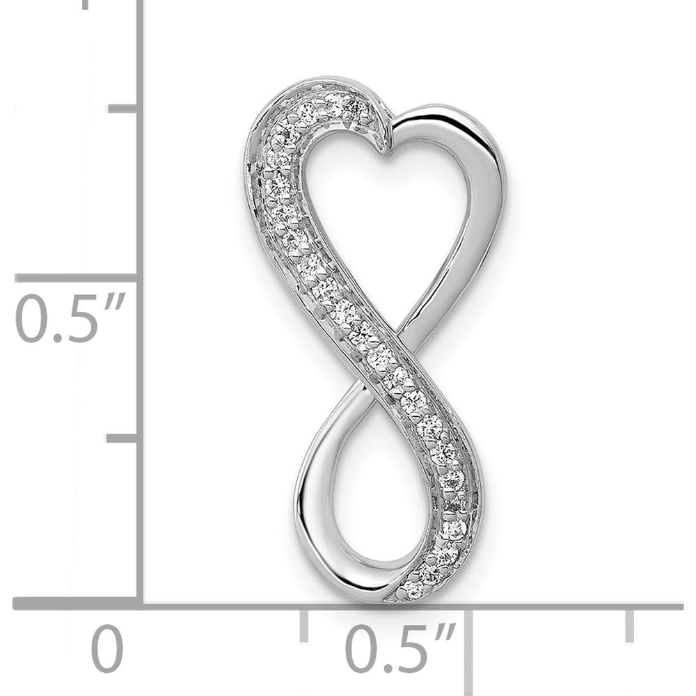 10K White Gold Diamond Freeform Heart Infinity Slide Pendant with Rhodium Finish by Oro Pregiato