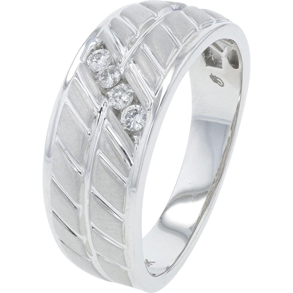 10K White Gold Diamond Gents Band with 0.13 Carat Total Diamond Weight