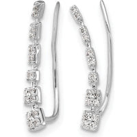 10K White Gold Diamond Graduated Ear Climbers - 0.45 Carats Total Diamond Weight by Oro Pregiato