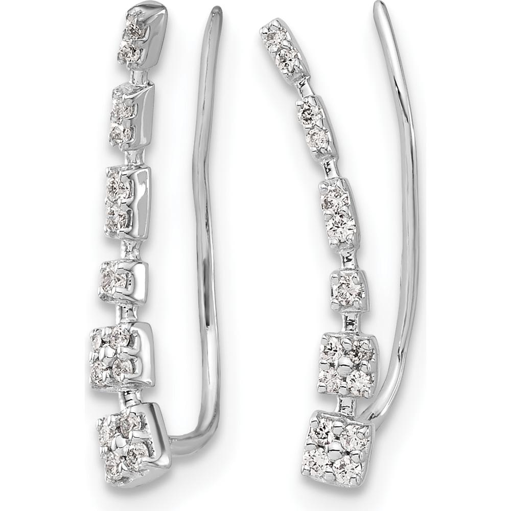 10K White Gold Diamond Graduated Ear Climbers - 0.45 Carats Total Diamond Weight by Oro Pregiato