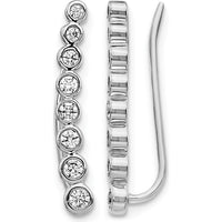 10K White Gold Diamond Graduated Ear Climbers - 0.50 Carats Total Diamond Weight by Oro Pregiato
