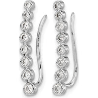 10K White Gold Diamond Graduated Ear Climbers - 0.50 Carats Total Diamond Weight by Oro Pregiato
