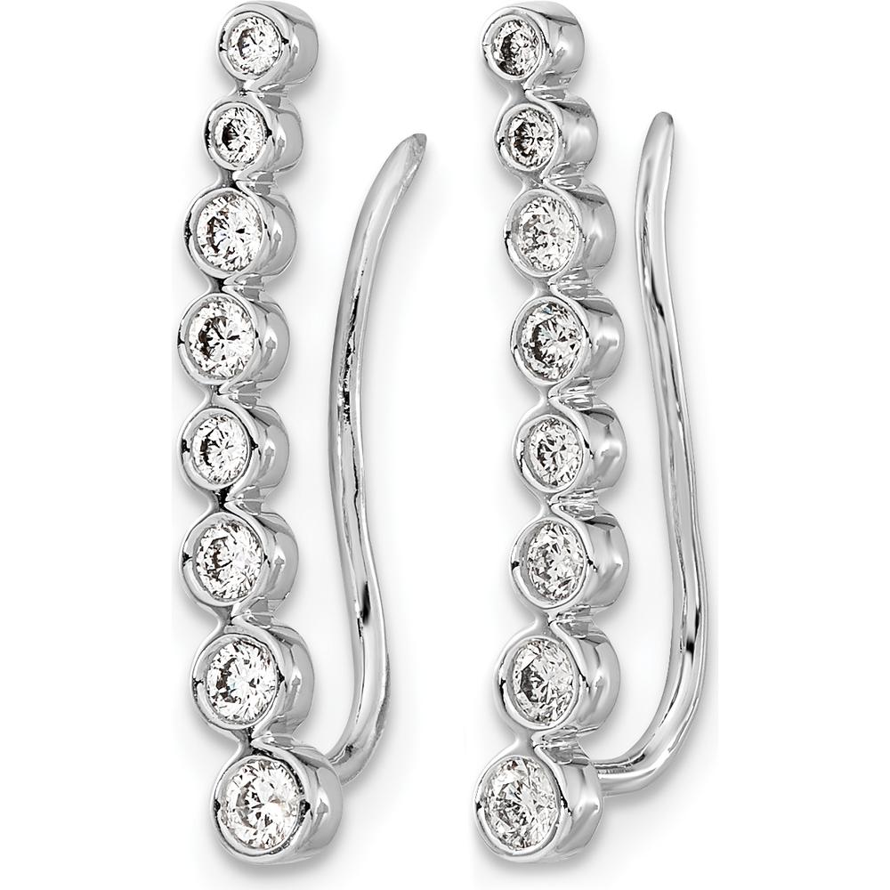 10K White Gold Diamond Graduated Ear Climbers - 0.50 Carats Total Diamond Weight by Oro Pregiato