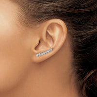10K White Gold Diamond Graduated Ear Climbers - 0.50 Carats Total Diamond Weight by Oro Pregiato