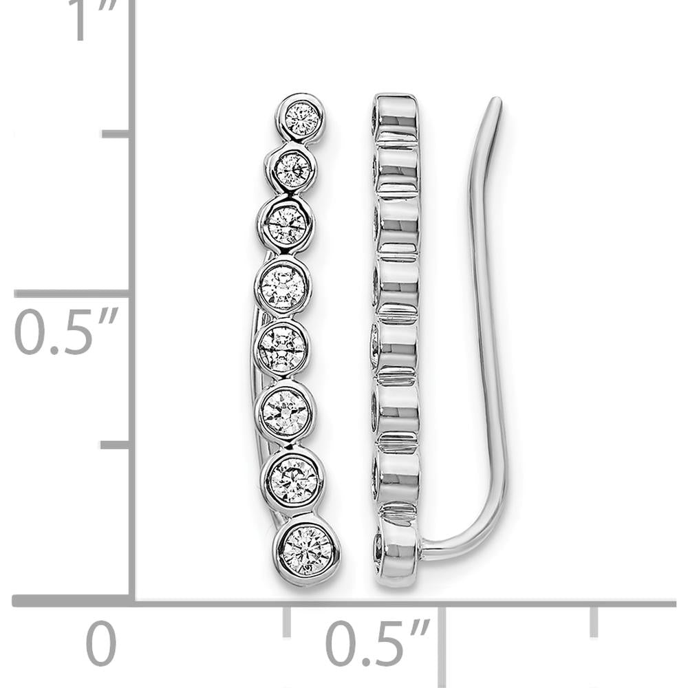 10K White Gold Diamond Graduated Ear Climbers - 0.50 Carats Total Diamond Weight by Oro Pregiato