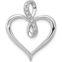 10K White Gold Diamond Heart and Infinity Pendant - 1/20 Carat Diamond Weight by Oro Pregiato