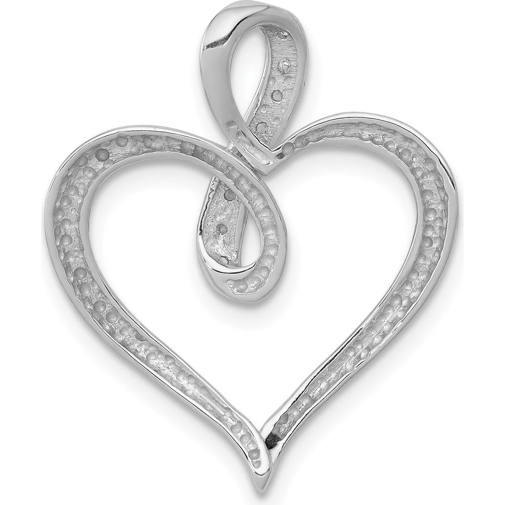 10K White Gold Diamond Heart and Infinity Pendant - 1/20 Carat Diamond Weight by Oro Pregiato