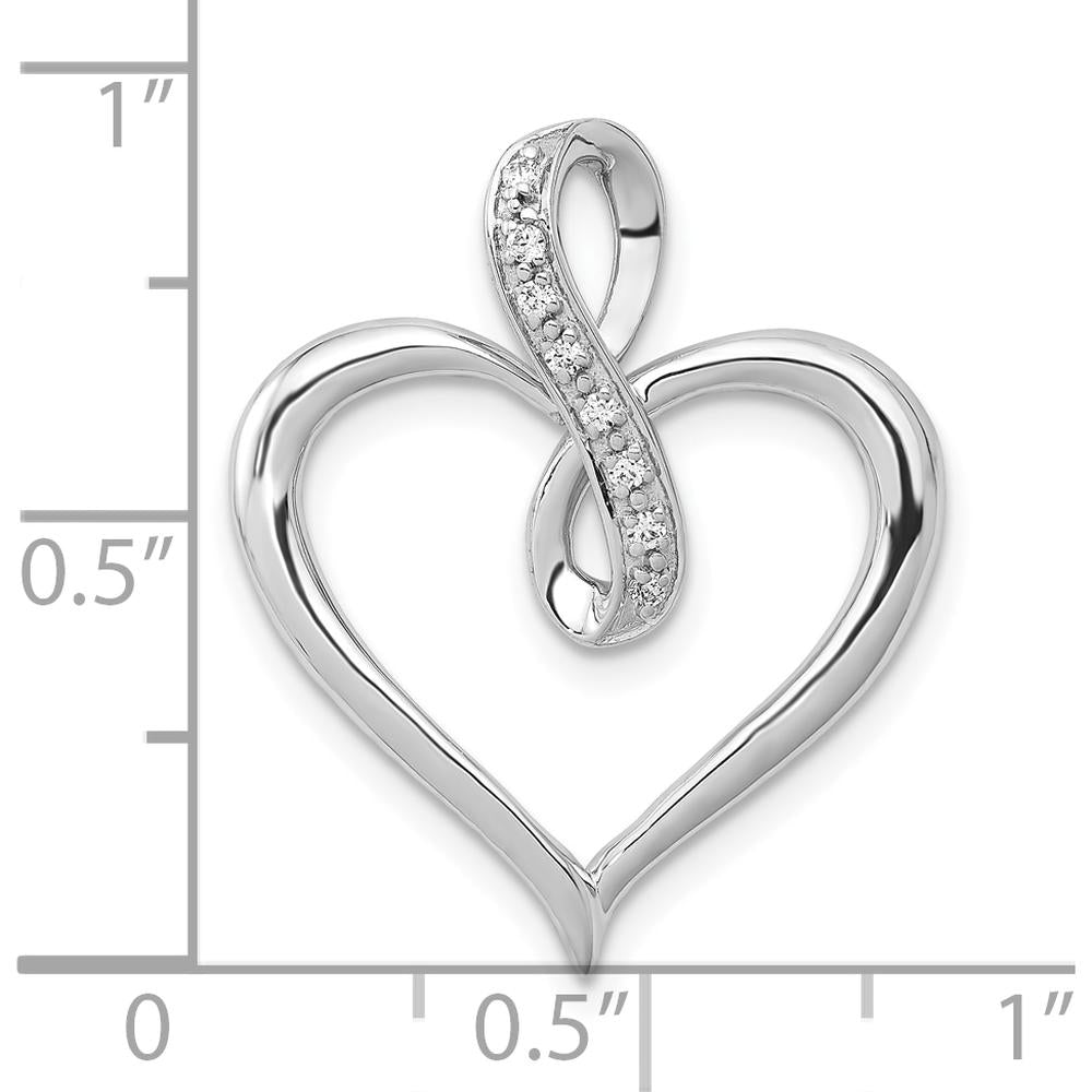 10K White Gold Diamond Heart and Infinity Pendant - 1/20 Carat Diamond Weight by Oro Pregiato