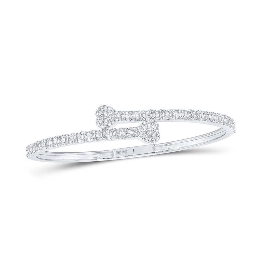 10K White Gold Diamond Heart Bracelet - 1 and 1/2 Carat Total Diamond Weight