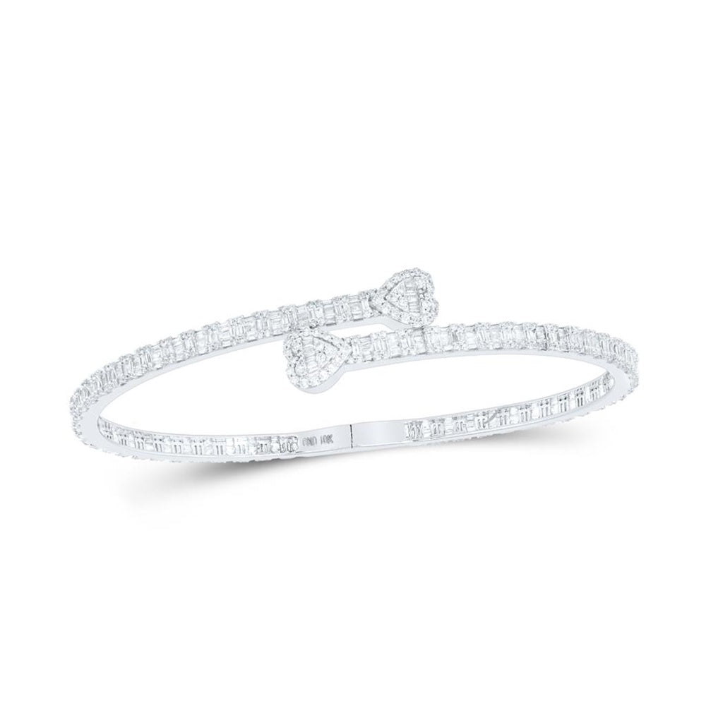 10K White Gold Diamond Heart Bracelet - 2 and 5/8 Carat Total Diamond Weight