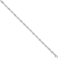 10K White Gold Diamond Heart Bracelet with Diamond Accent Hearts - 0.15 Carats Total Diamond Weight by Oro Pregiato