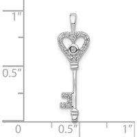 10K White Gold Diamond Heart Key Pendant - 1/10 Carat Diamond Total Weight by Oro Pregiato