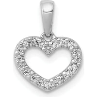 10K White Gold Diamond Heart Pendant - 0.03 Carat Total Diamond Weight by Oro Pregiato