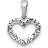 10K White Gold Diamond Heart Pendant - 0.03 Carat Total Diamond Weight by Oro Pregiato