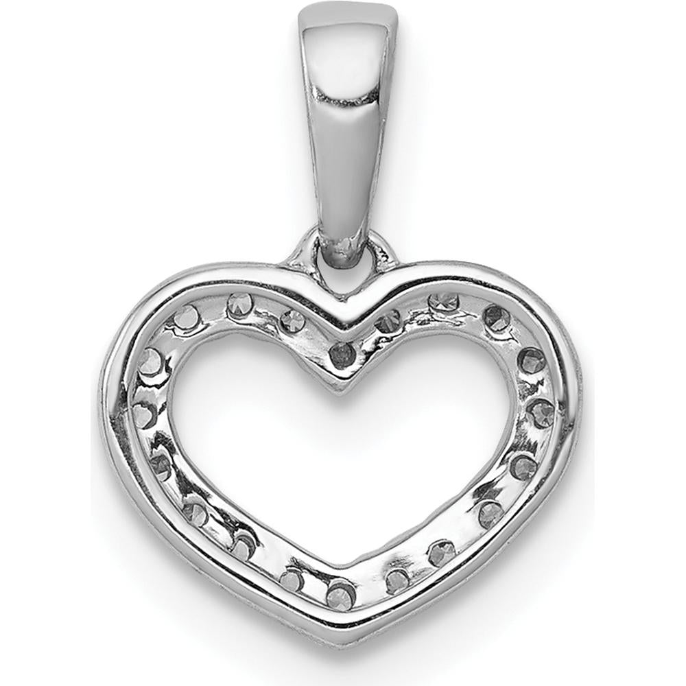 10K White Gold Diamond Heart Pendant - 0.03 Carat Total Diamond Weight by Oro Pregiato