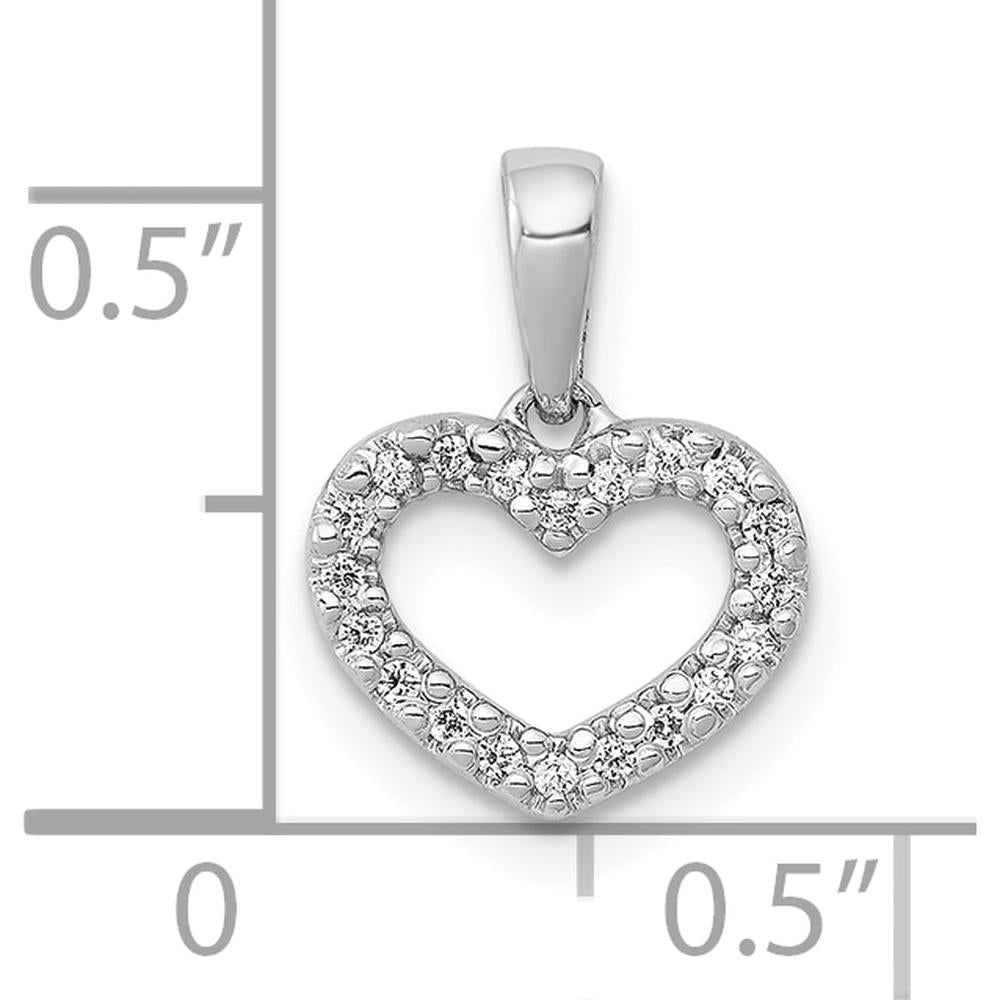 10K White Gold Diamond Heart Pendant - 0.03 Carat Total Diamond Weight by Oro Pregiato