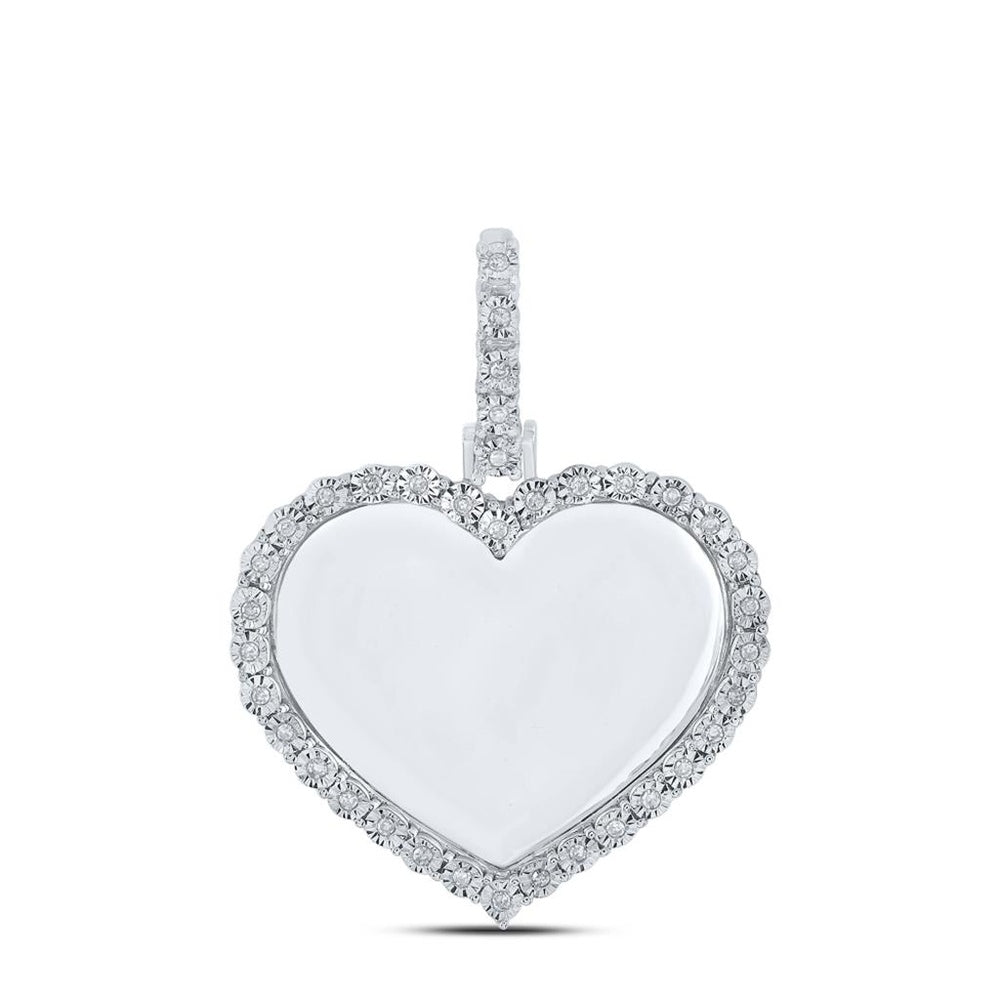 10K White Gold Diamond Heart Pendant - 1/10 Carat Total Diamond Weight